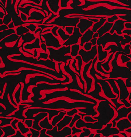 Viscosemengeling zwart met roodkleurige abstract patroon